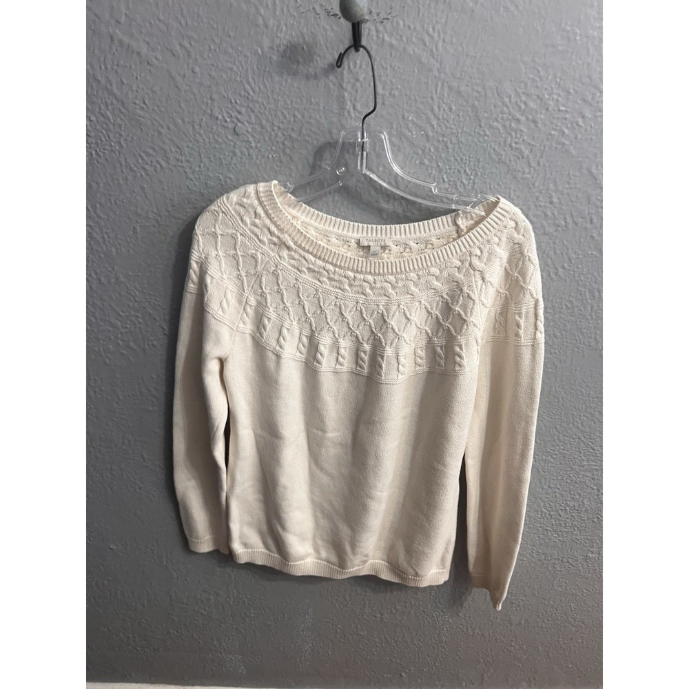 Talbots Sweater Womens Cream Size Medium Pullover Long‎ Sleeve
